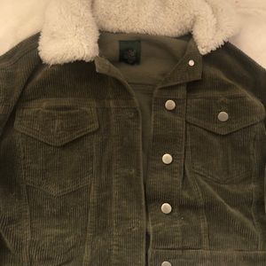 cropped corduroy jacket with fur lining
